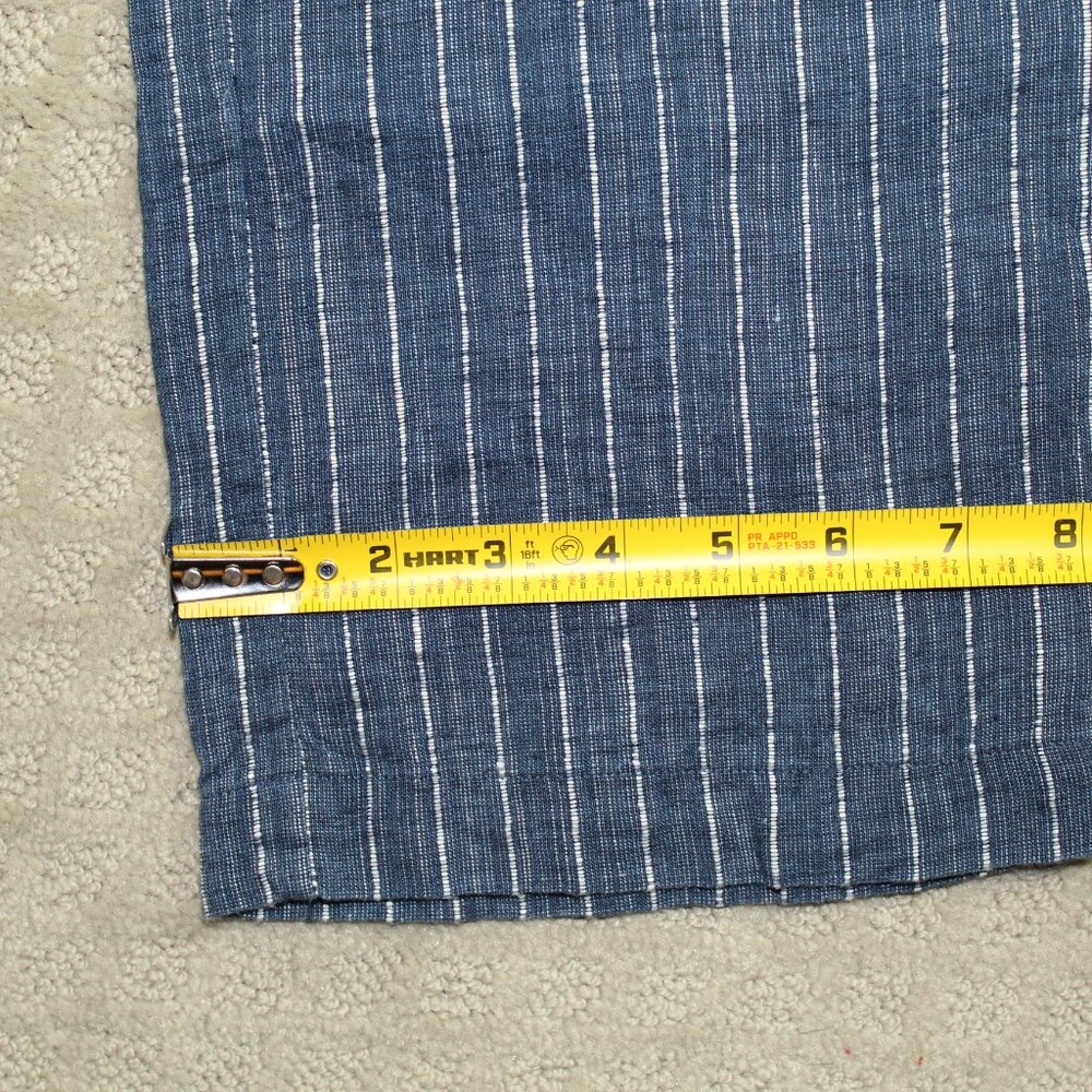 Eileen Fisher Crinkled Organic Linen Sz S Blue and White Striped Chambray Pants - Picture 3 of 6
